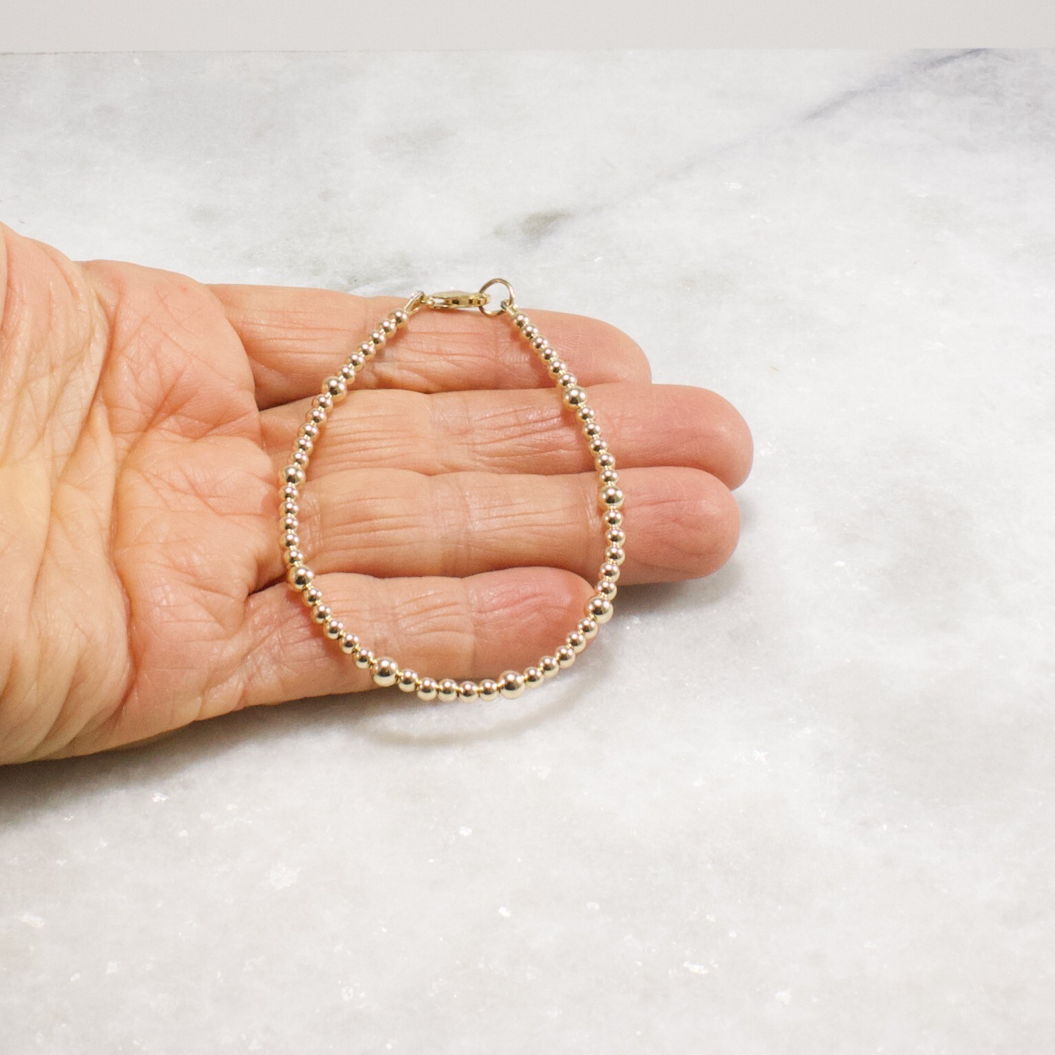Gold Bead Bracelet 14k Gold Filled 2.5mm 3.5mm