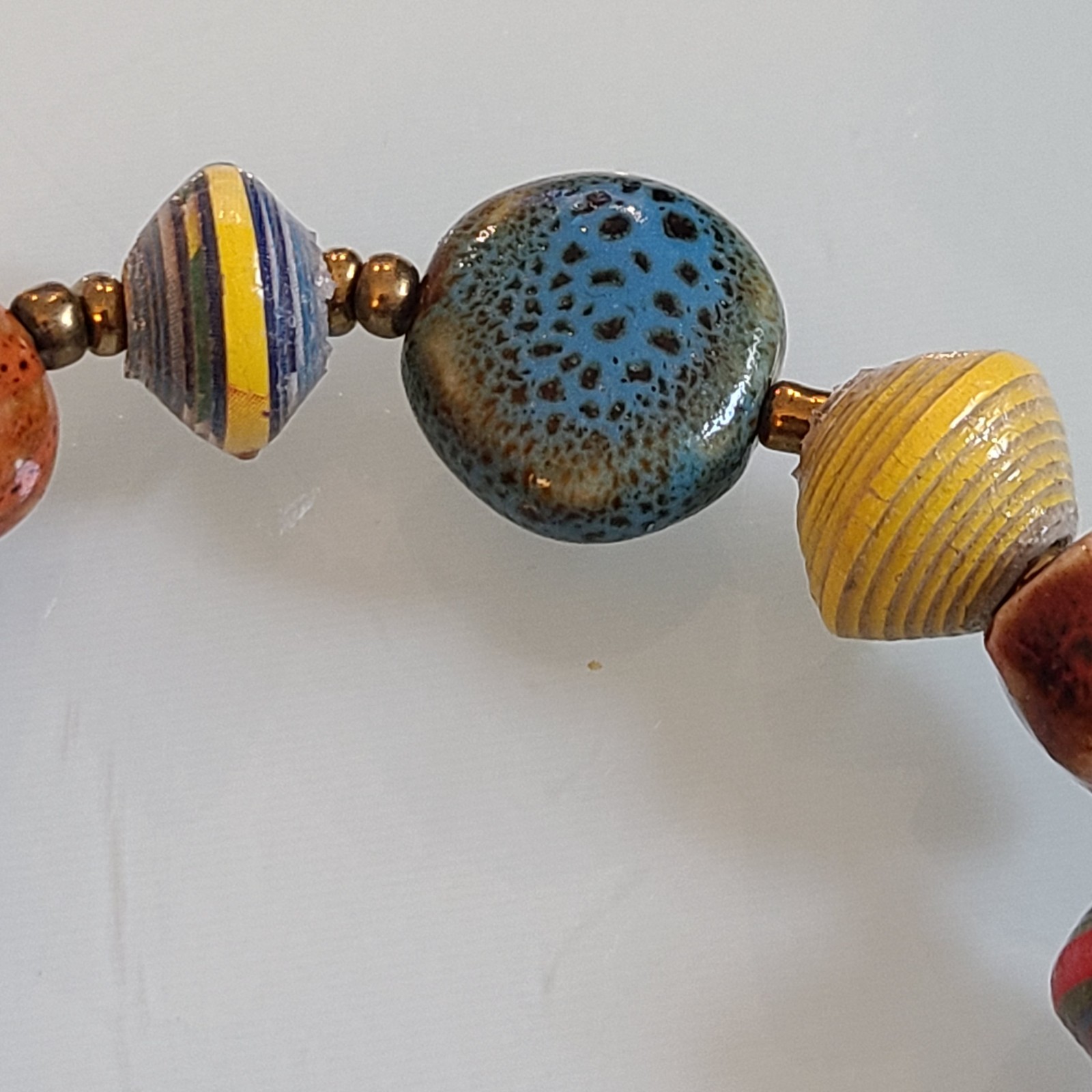 Artisan Mixed-Media Stretch Bracelet MULTICOLORS RED BLUE BROWN YELLOW