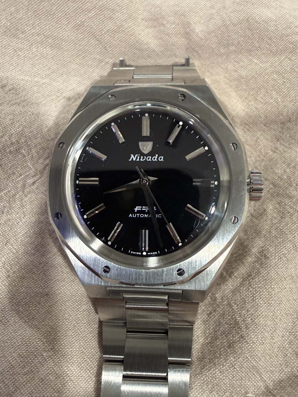 Nivada Grenchen F77 Onyx Dial No Date Automatic Watch 38mm