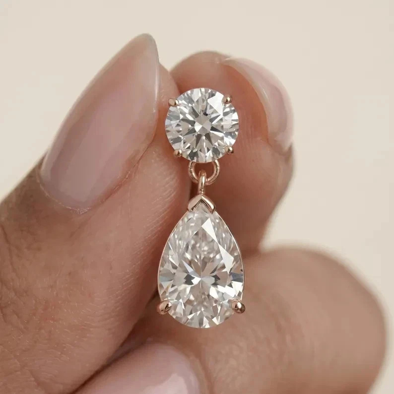 4 CT Marquise Lab Grown Diamond Wedding Drop Dangle Earrings 14K Yellow Gold