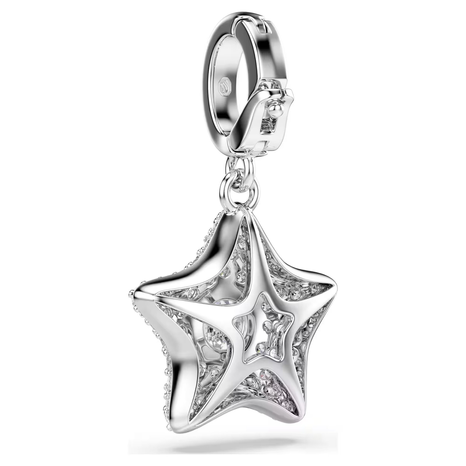 Swarovski Zirconia Sublima Charm, Round Cut, Star, White, Rhodium Plated 5760562