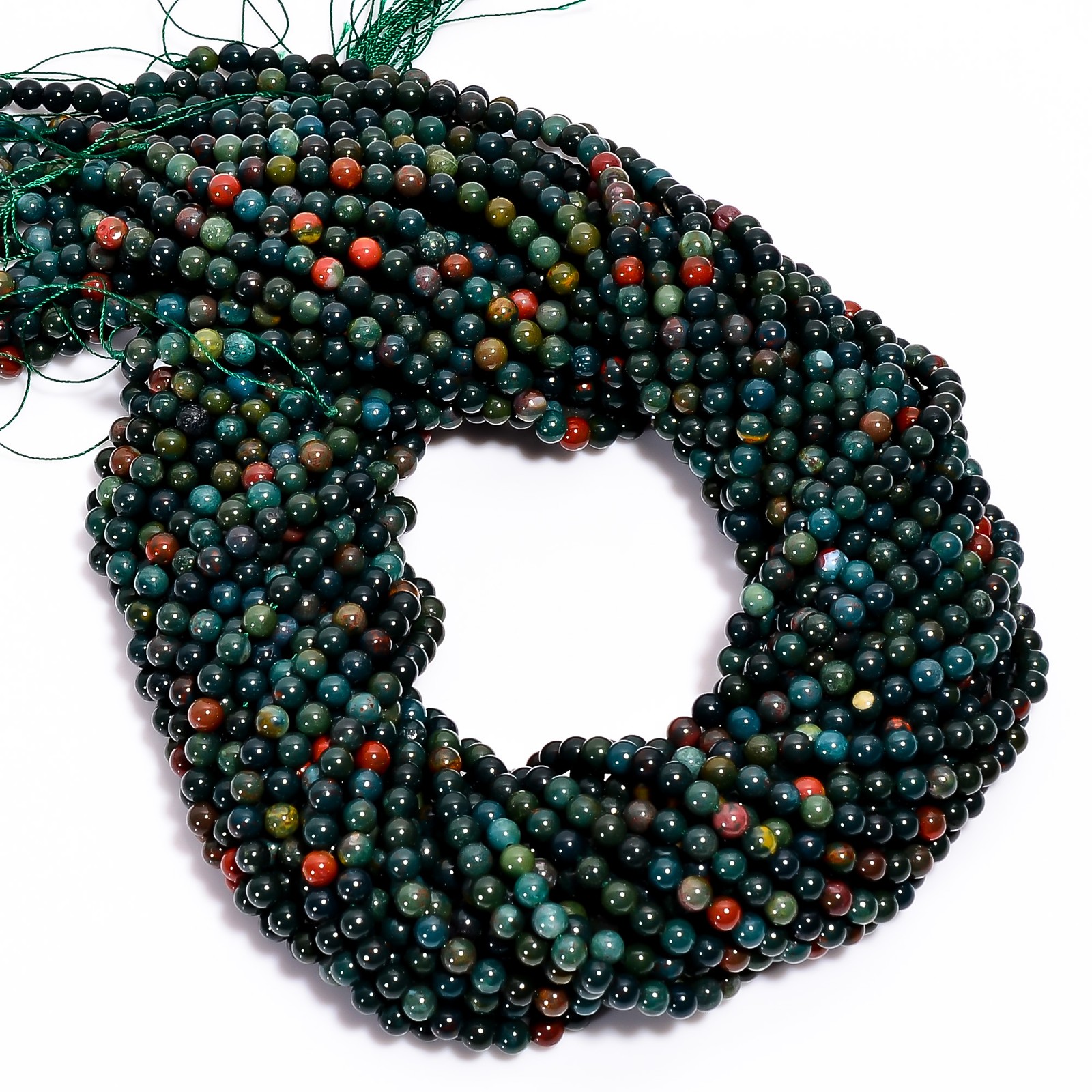 Natural Bloodstone Gemstone Round Shape Smooth Beads 4X4.5 mm Strand 15″ UGB624