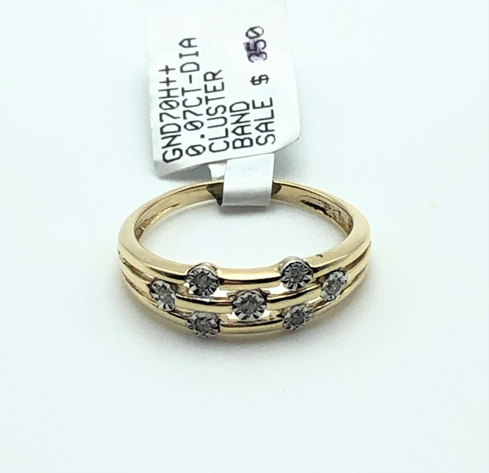10k Gold Stacked Three Layer Ring with Diamonds (Size: 6.75)