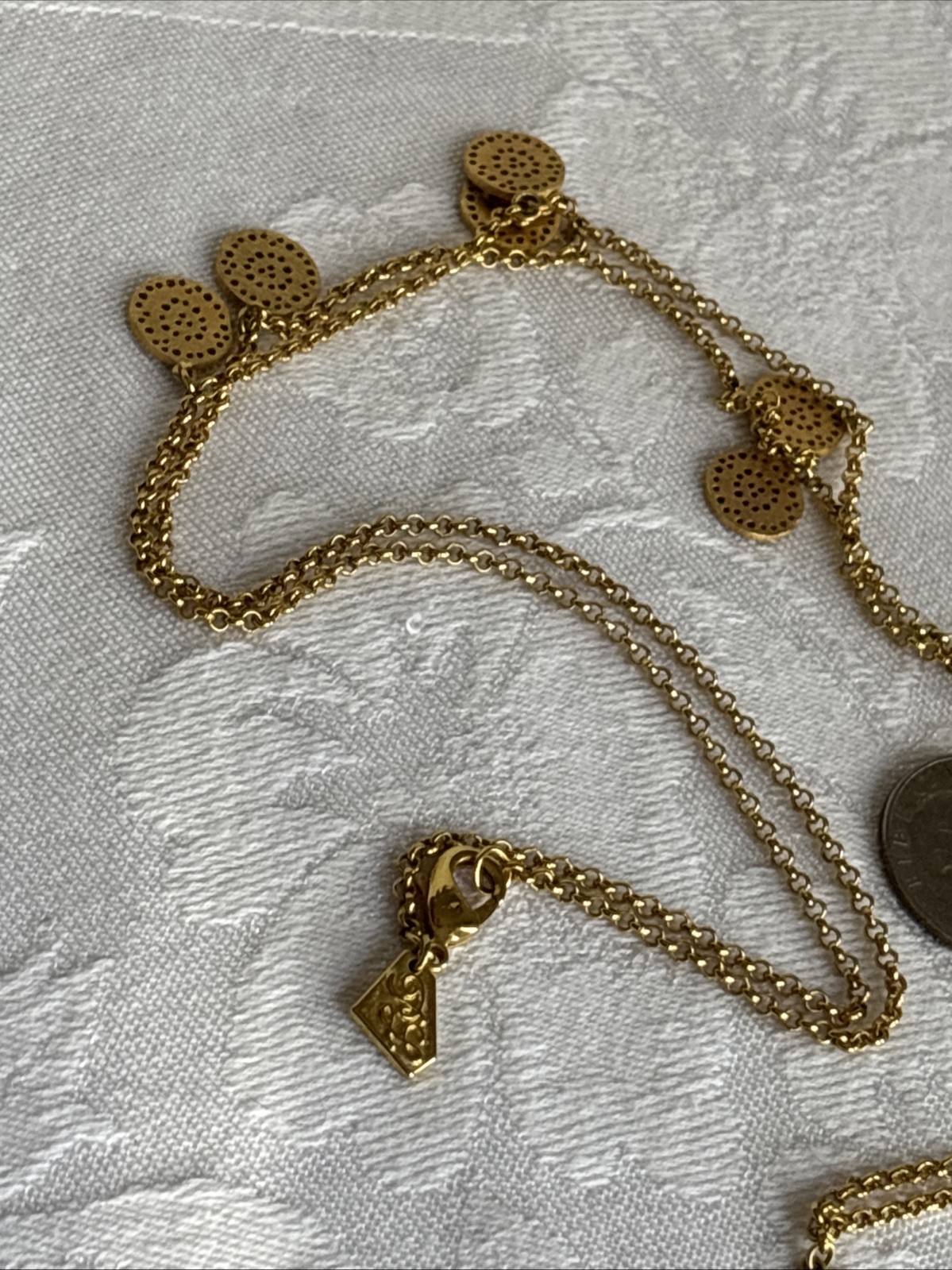 Park Lane Roma Necklace Long Satin Brushed Gold Tone & Anne Klein Earrings