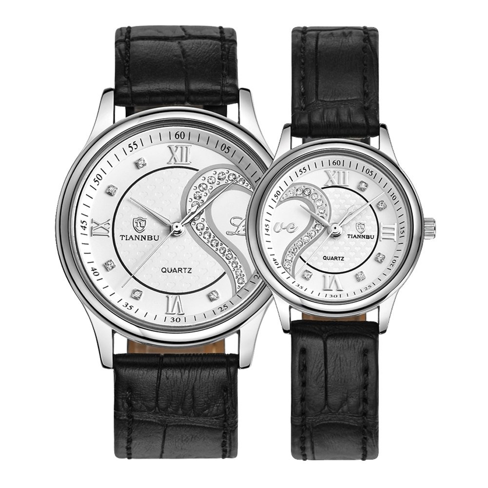 Ultrathin Leather Romantic Pair His and Hers Wrist Watches Sets for Couples W…