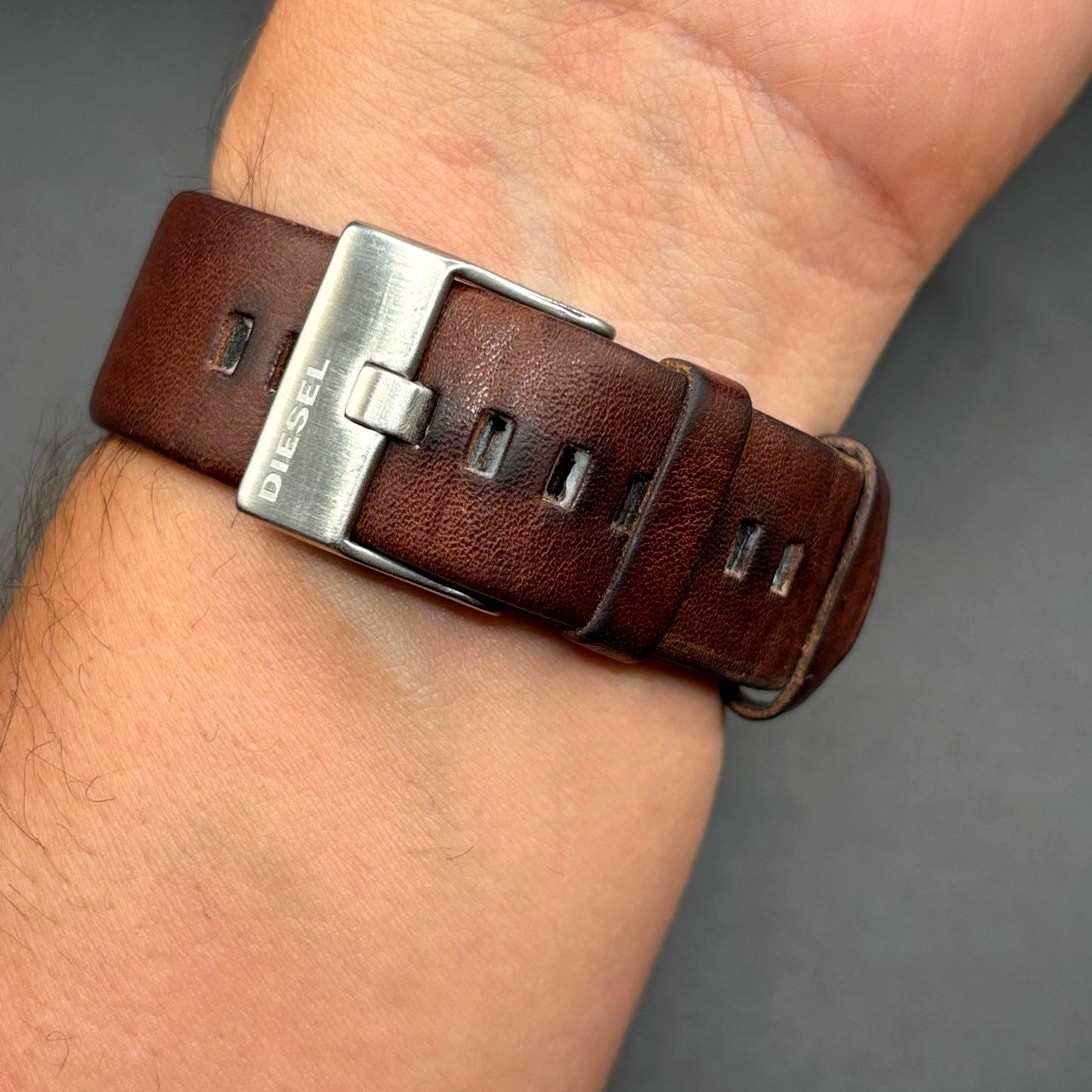 Diesel DZ4204 Men’s Overflow Chronograph Silver Case Brown Leather Watch