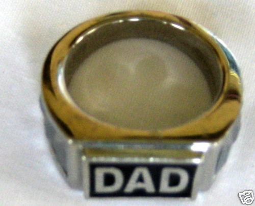Tungsten & Stainless Steel & Hematite Solid Dad Ring Perfect for Father Day Gift