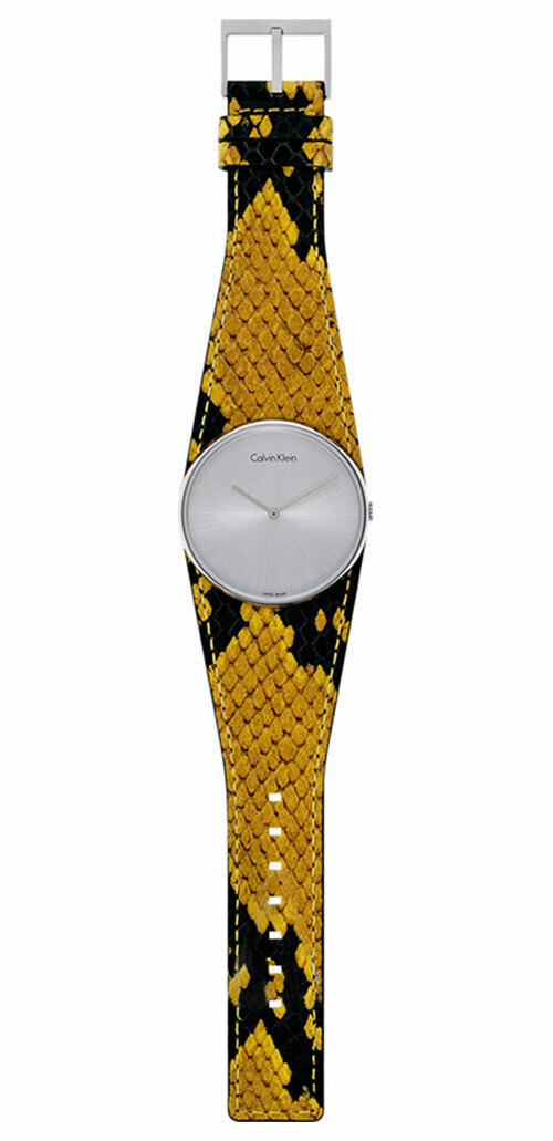 Calvin Klein Spellbound Yellow and Black Leather Quartz Womens Watch K2E23626