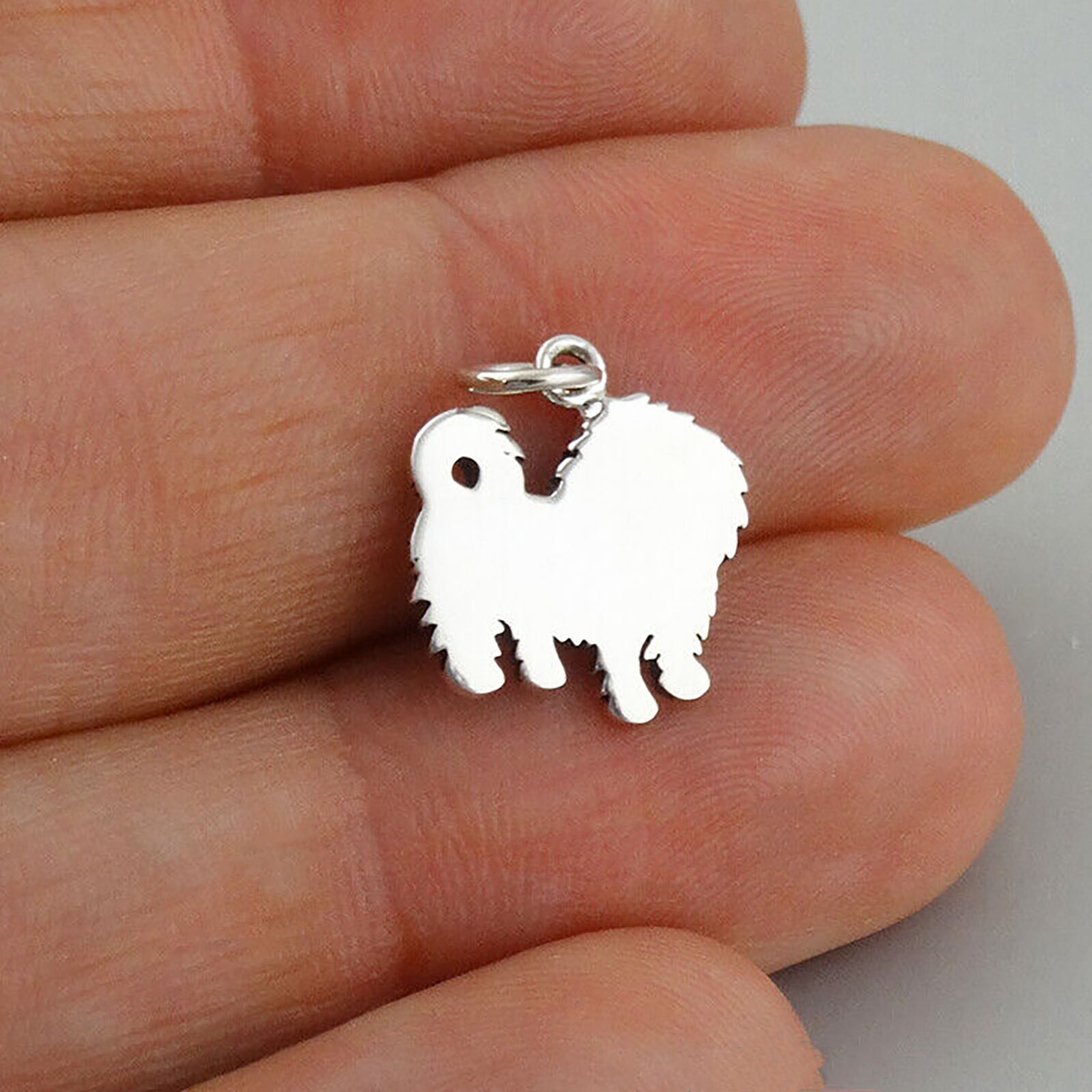 Maltese Toy Dog Breed Puppy 925 Solid Sterling Silver Charm Pendant Bichon