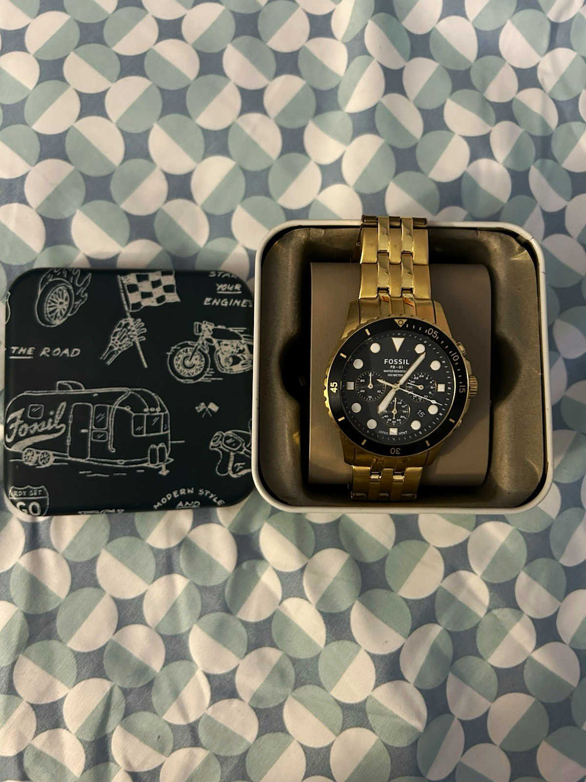 Fossil Gold/Stainless Steel FB01 Chronograph 44mm with fossil case