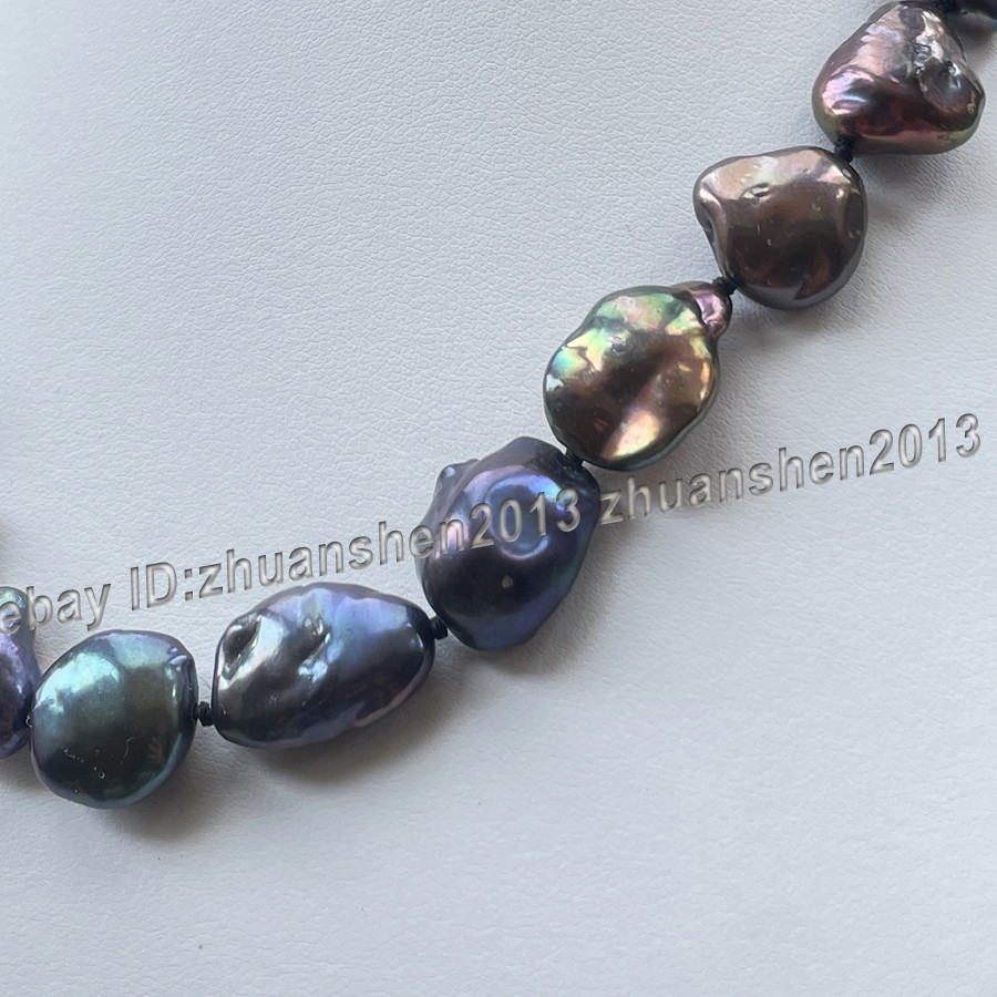 Huge 20-25mm Natural South Sea Black Baroque Reborn Keshi Pearl Necklace 18″-36″