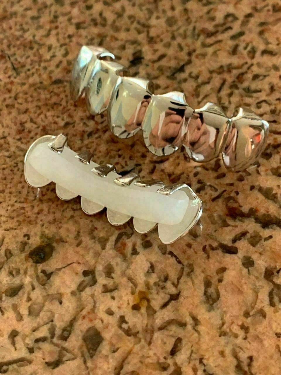 Real 925 Sterling Silver – GRILLZ Top Bottom Hip Hop Grills 6 8 Or Single Teeth