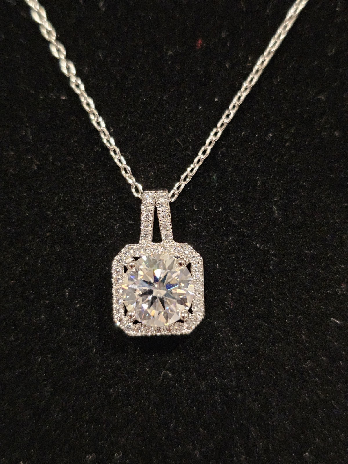 2 Carat Moissanite Solitaire Pendant White Gold Plated Over Brass