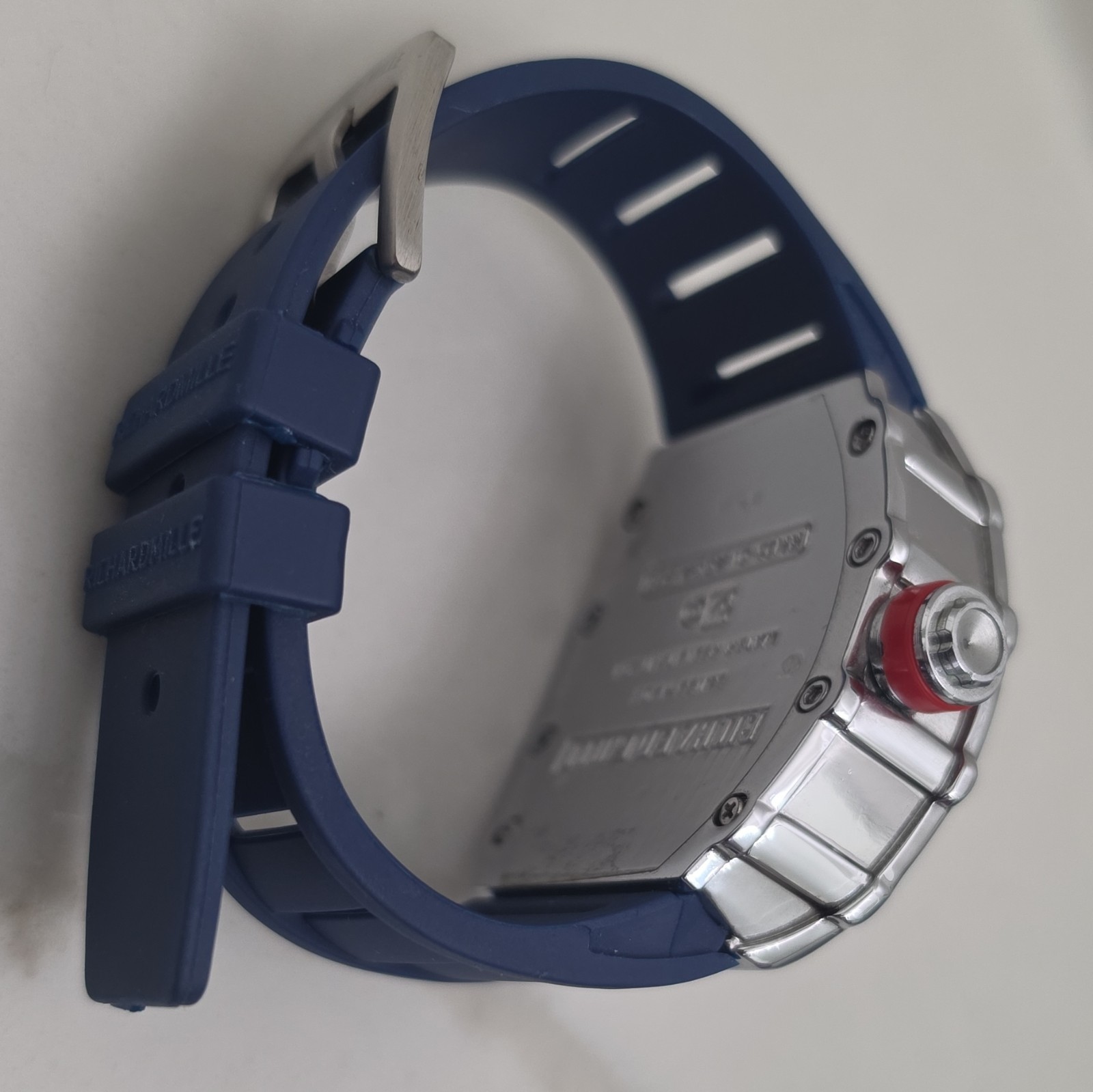 Men’s Sport Analog Tonneau Wristwatch Skeleton Black Dial Blue Rubber Strap