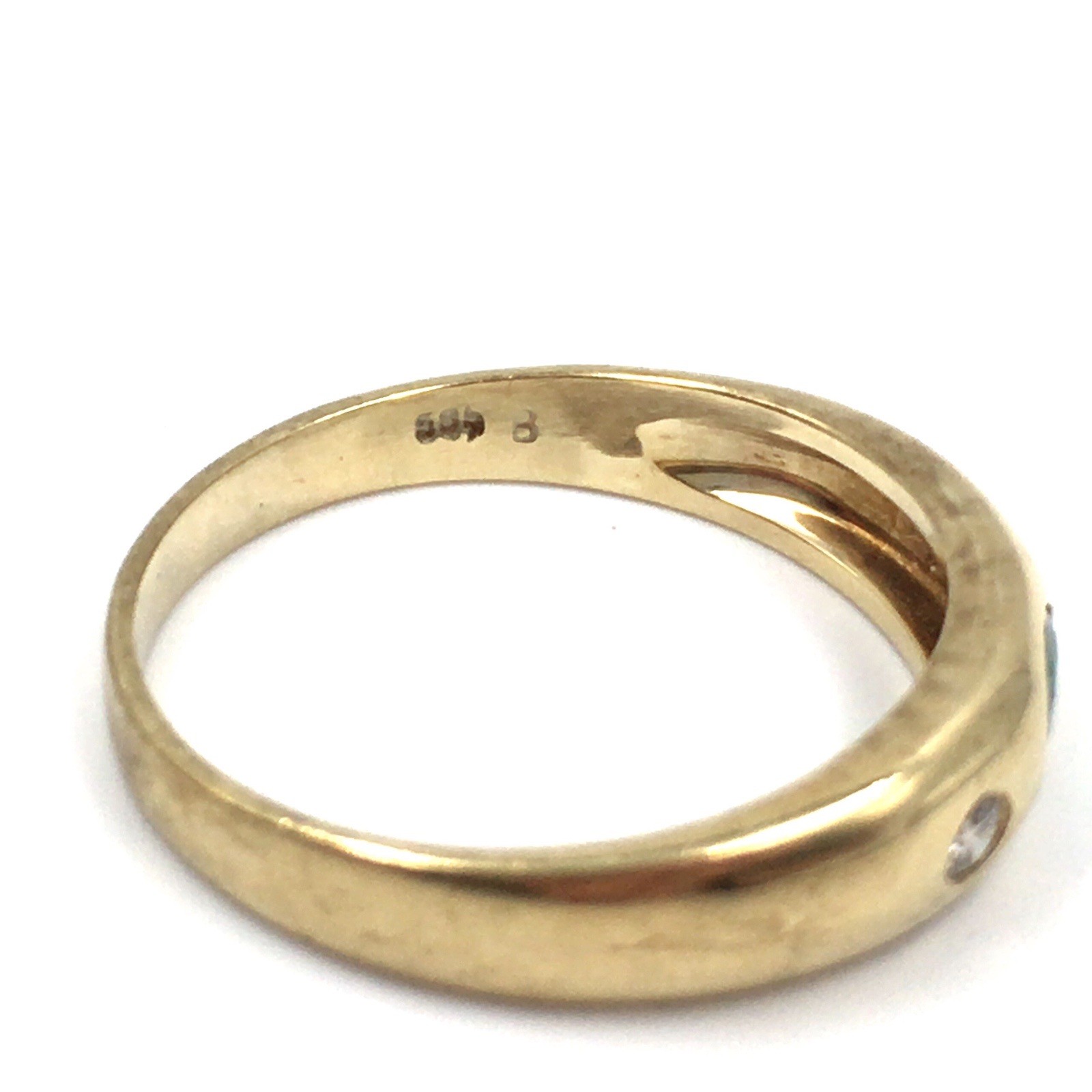 14kt yellow gold band ring emerald 0.14ct diamonds 585 gold jewelry 17.8mm / 56