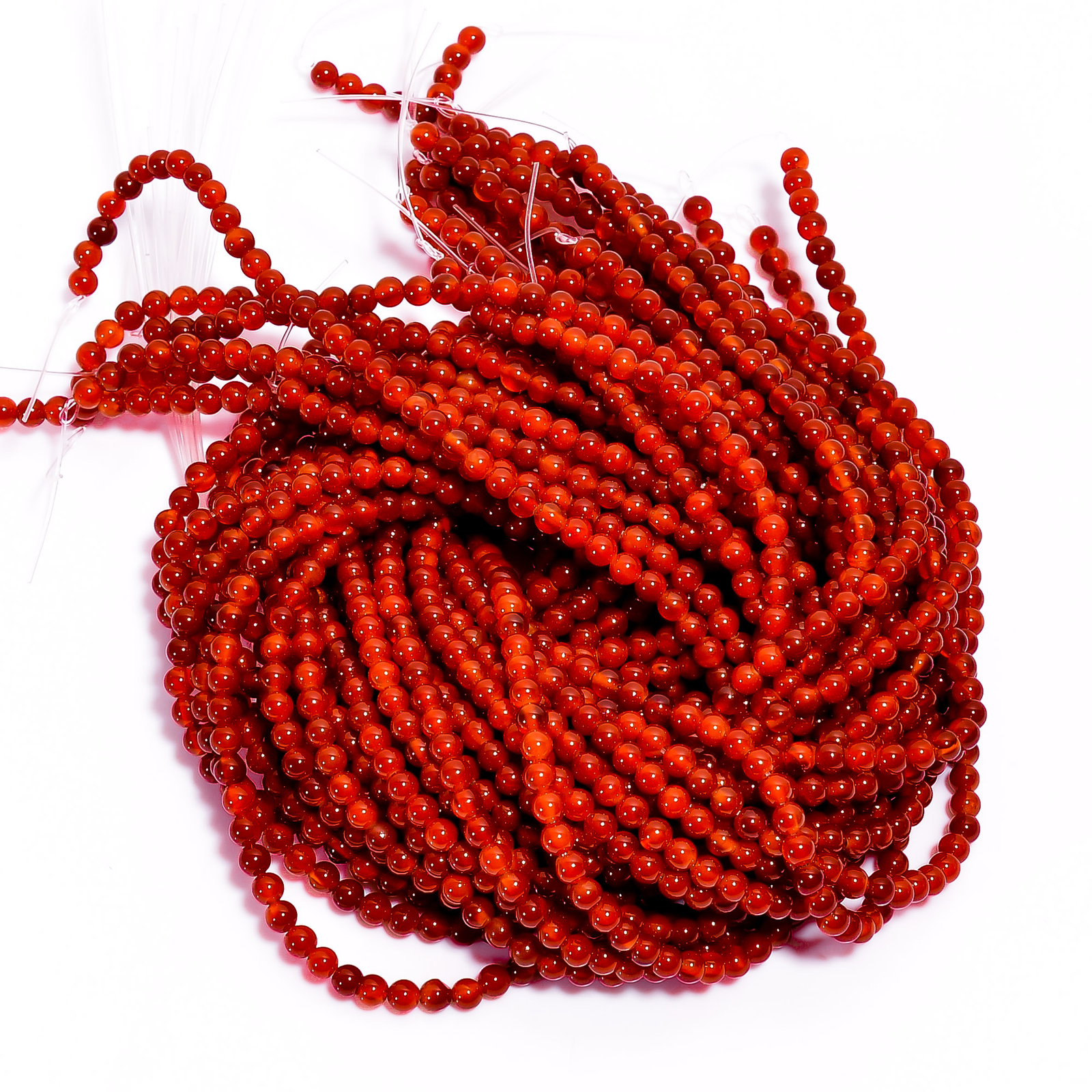 Natural Red Onyx Gemstone Round Shape Smooth Beads 4X4.5 mm Strand 15″ EB-583