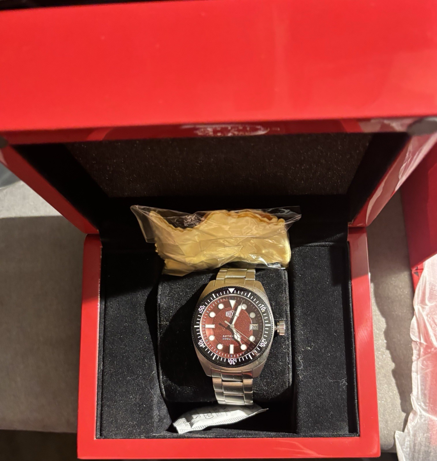 Duxot Maris DX-2001-66 Automatic Dive Watch Deep Red NH35 Sapphire Crystal NEW