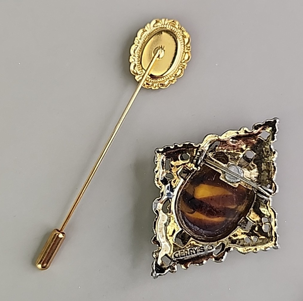 Vintage Cameo Lot of 9 Pendant Stick Pin Brooch Glass Resin MOP