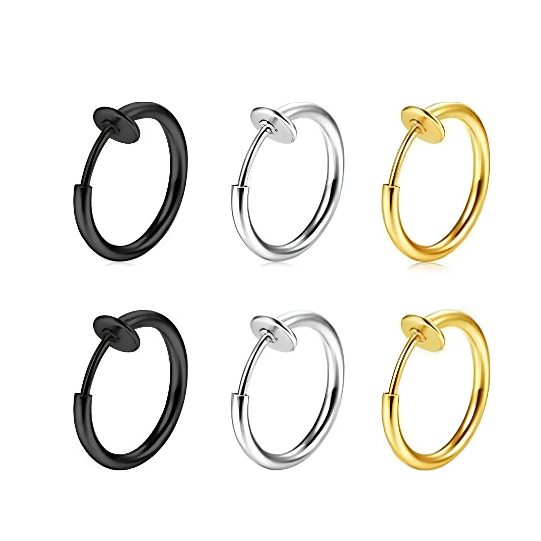 Women Clip On Hoop Earrings Stainless Steel Clip On Earrings Non-Pierced 1-3Pair