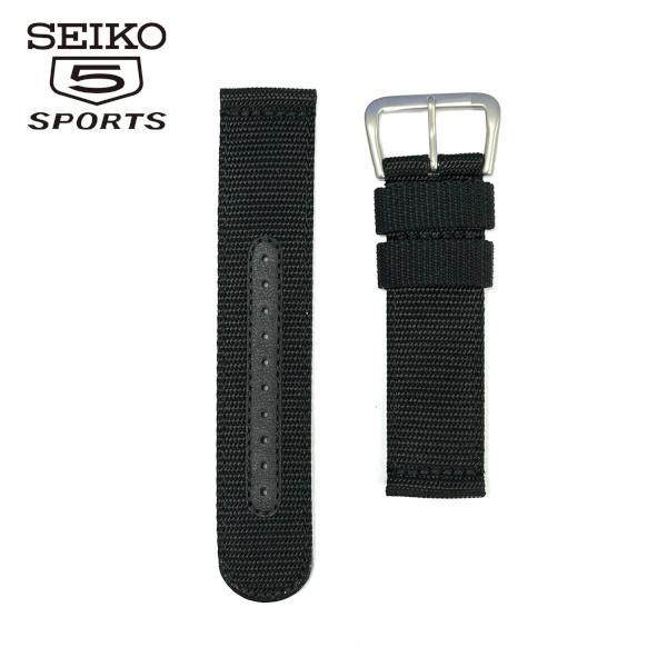 Seiko Watch Strap for 5 Sports SNZG15J 7S36-03J0 Black 22mm Nylon Fabric Band