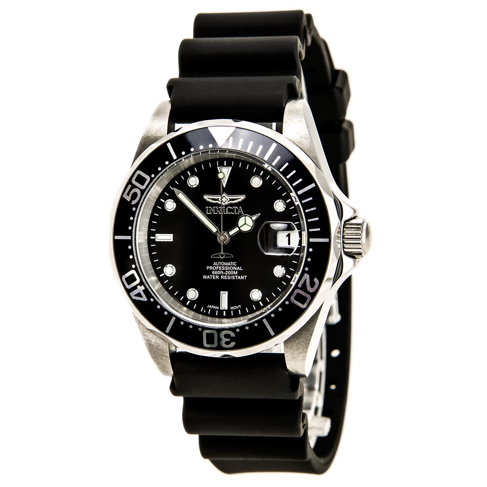Invicta Men’s Watch Pro Diver Stainless Steel Case Automatic Black Dial 9110