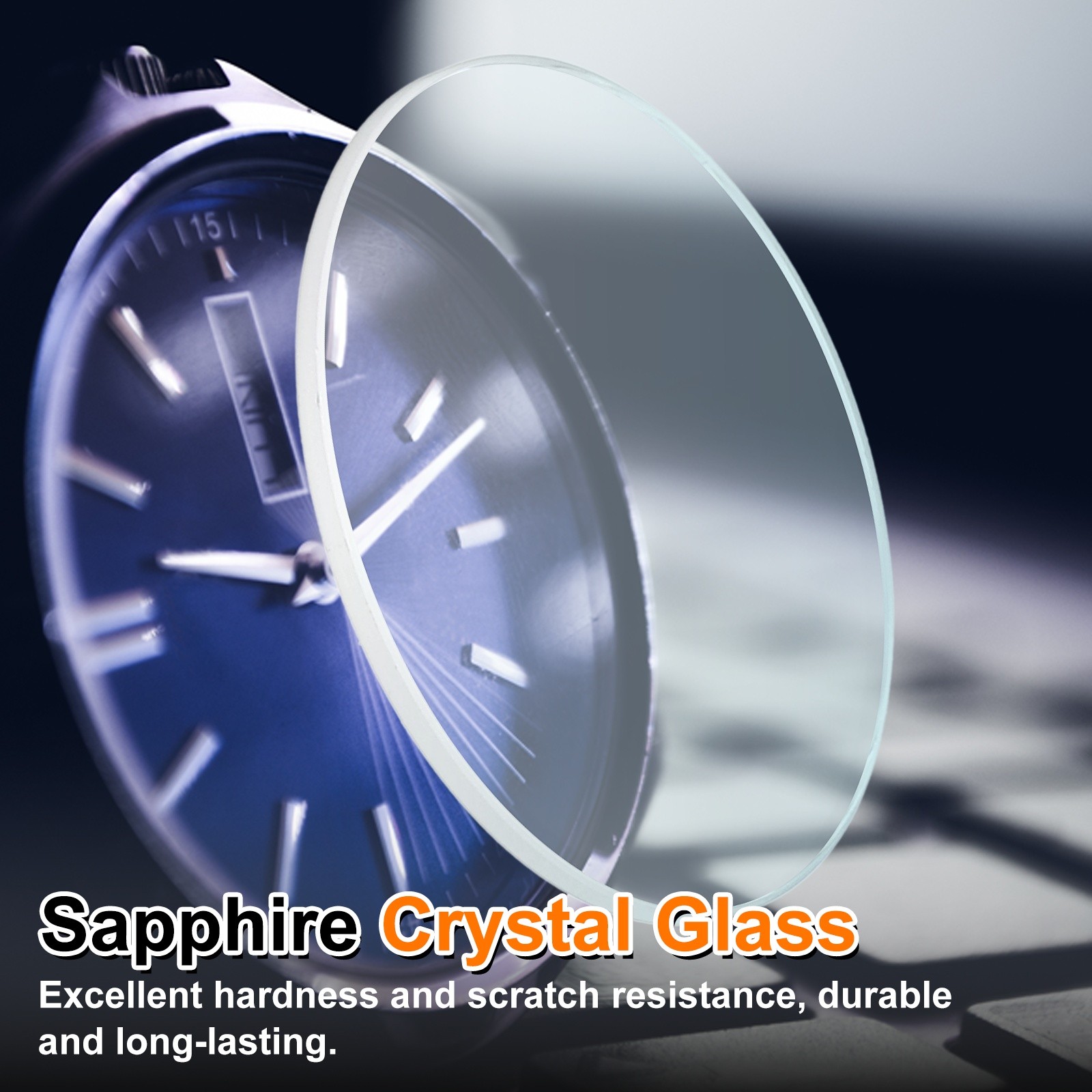 Watch Crystal Glass Lens 36.5mm Dia 2mm Thick Flat Round Sapphire Replacement