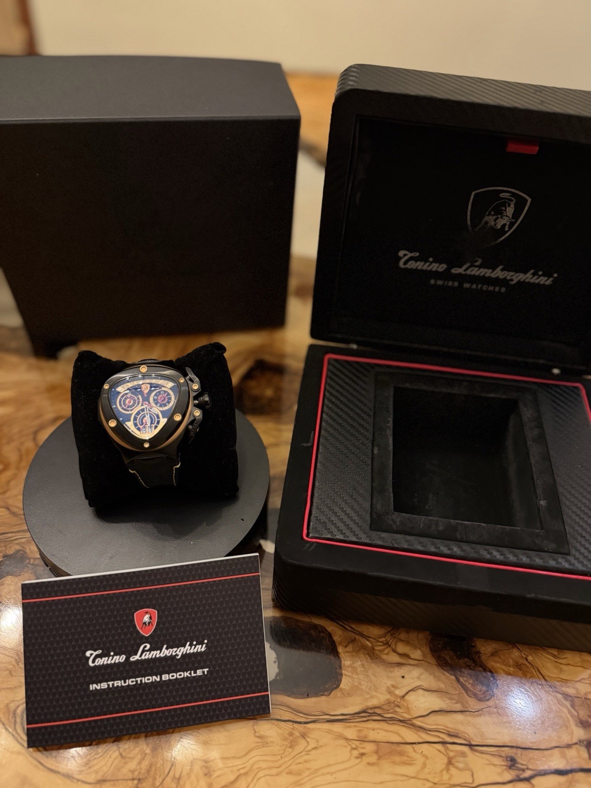 Tonino Lamborghini Spyder Quartz Chronograph Date 44mm Blue Dial Leather Box