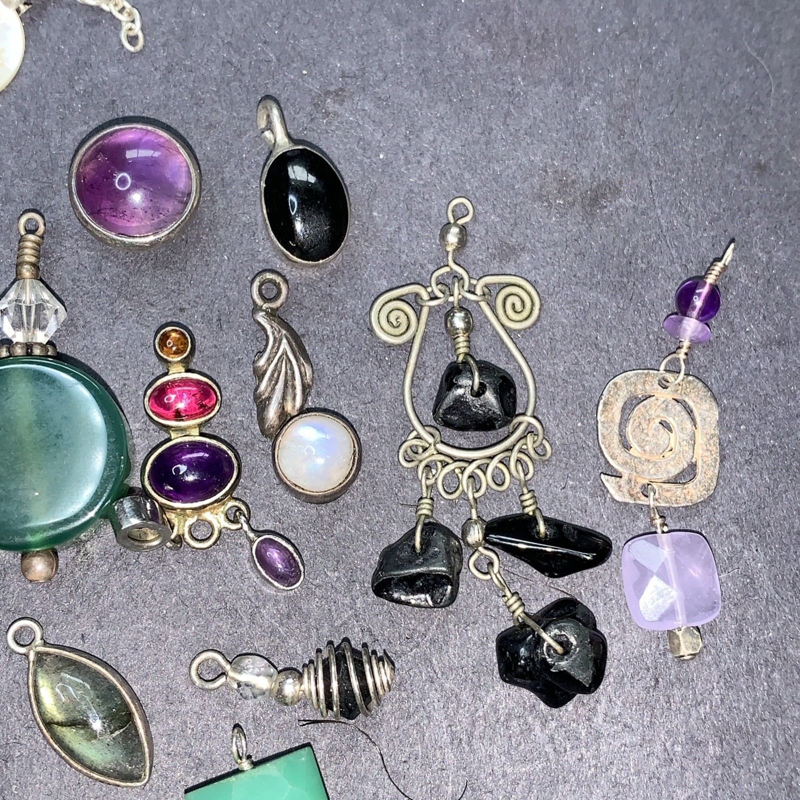 STERLING SILVER 925 Lot Necklace Pendant SS40 Charms Boho Crystal Navajo 42