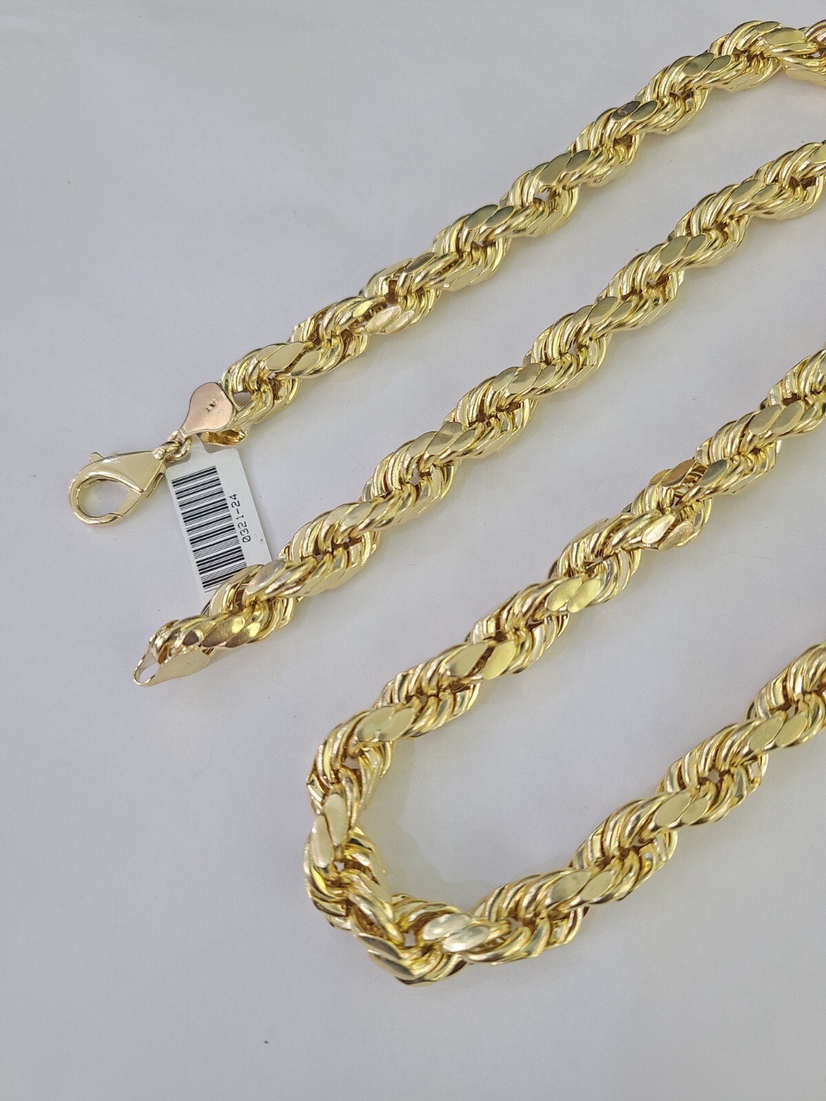 10K Yellow Gold Rope Chain Mens Necklace 10mm 18″ 22″ 24″ 26″ 28″ 30″ Inch