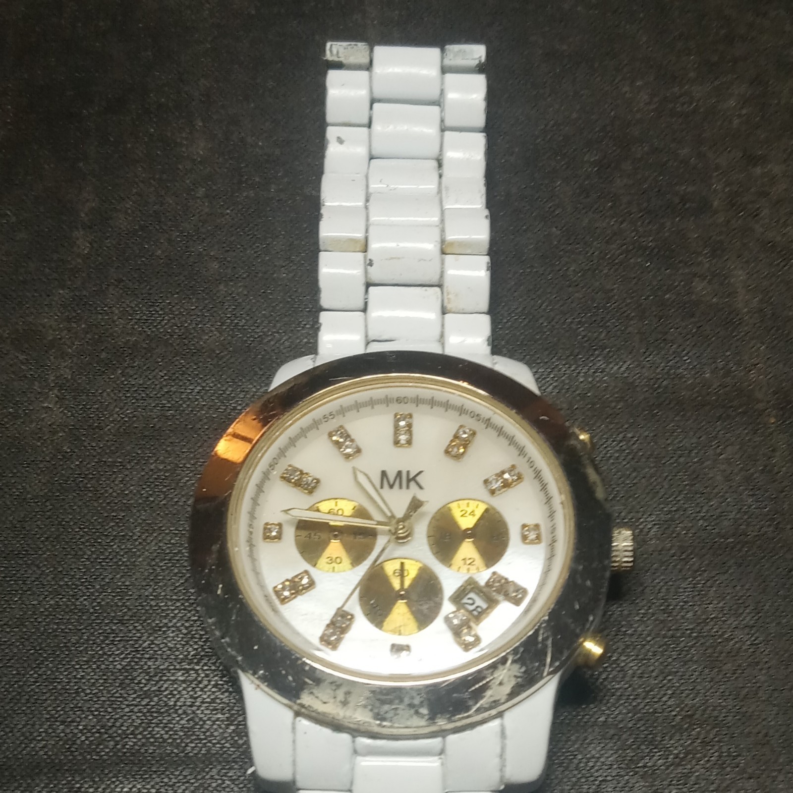 Michael Kors Women’s White Ceramic Bracelet Quartz Chronograph Date Watch