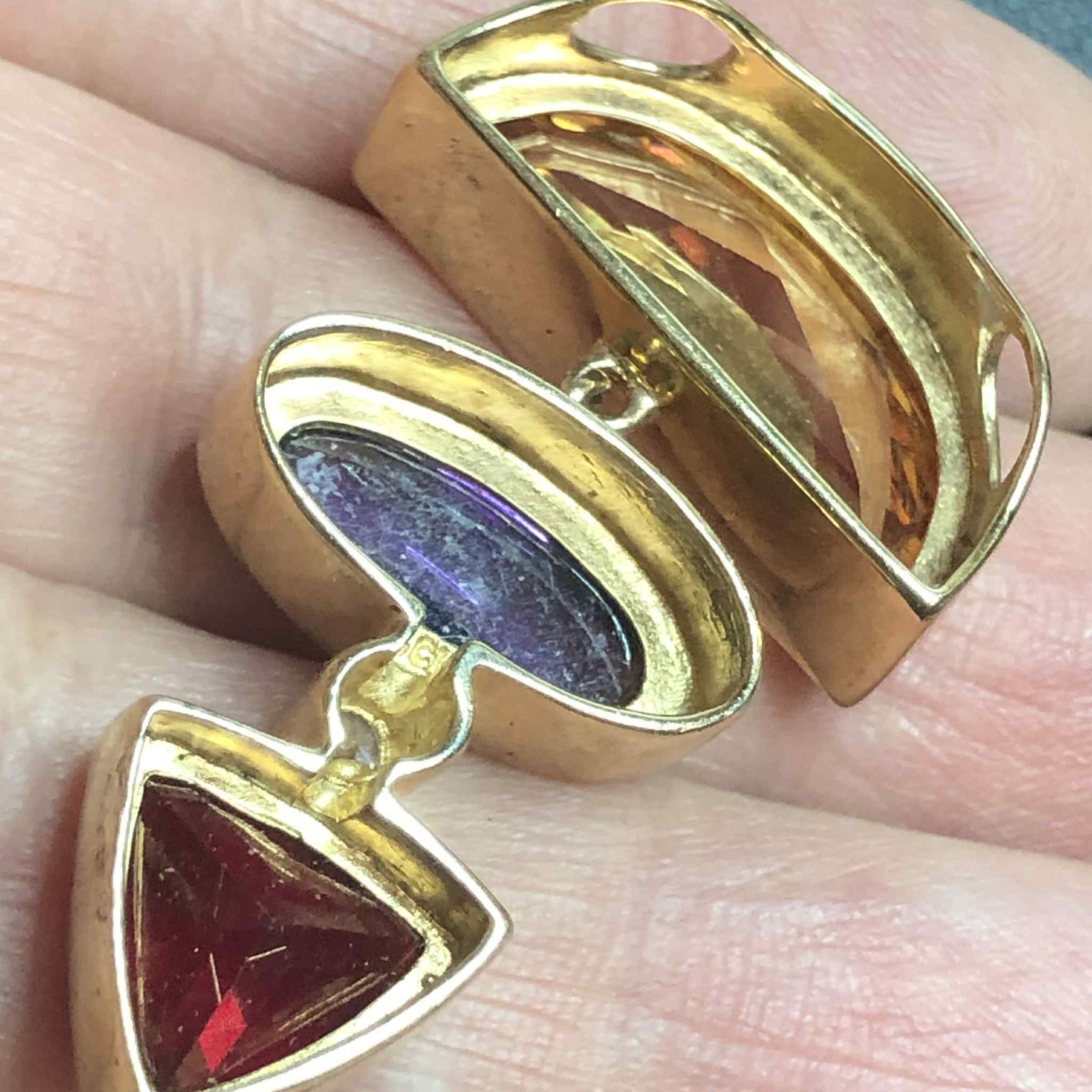 7278 Ross Simons Sterling Vermeil 925 Faux amethyst citrine slider pendant 16.2g