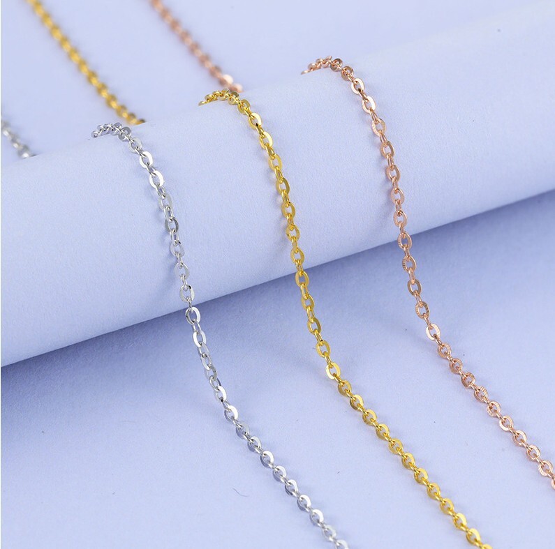9CT YELLOW GOLD & SILVER BELCHER CHAIN NECKLACE 16″ 18″ 20″ 22″ 24″