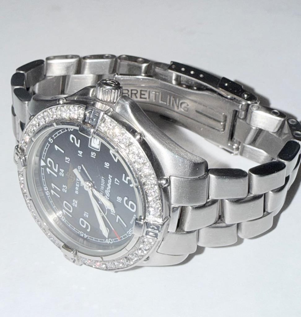 BREITLING MEN’S COLT OCEAN A64050 LAB GROWN DIAMOND QUARTZ WATCH