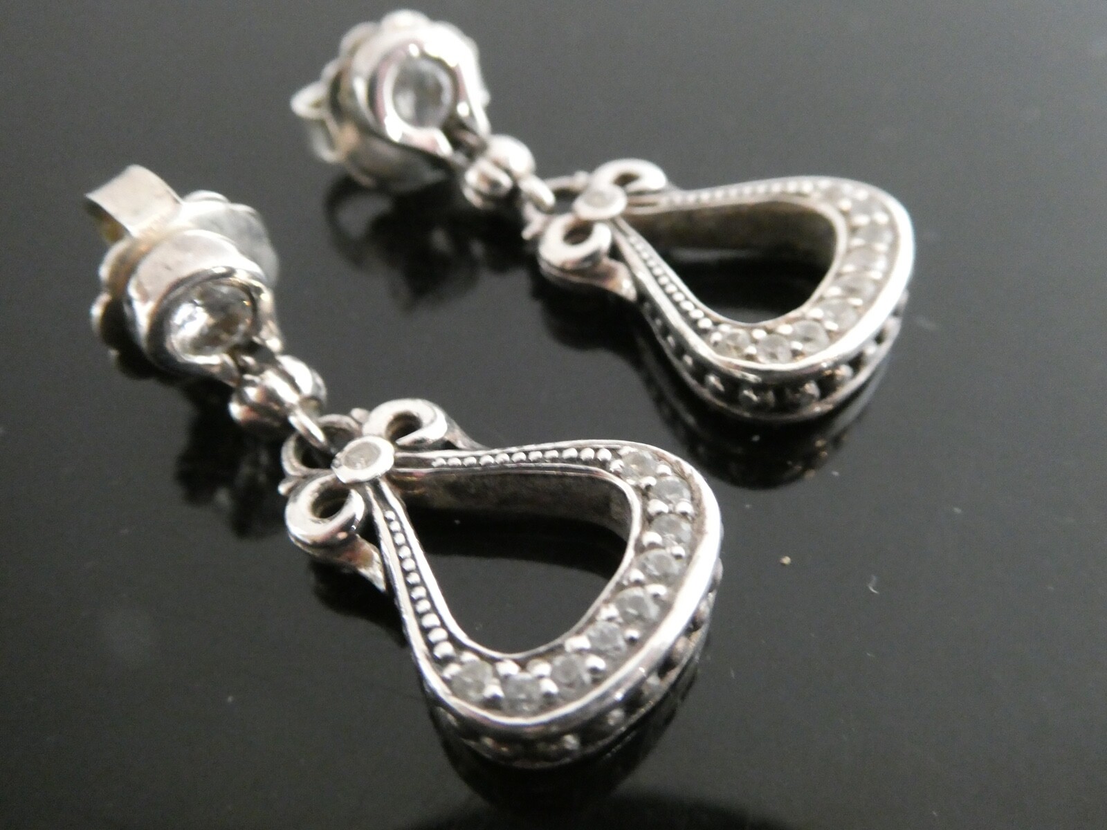 Scott Kay Equestrian White Topaz Sterling Silver 925 Drop Dangle Earrings