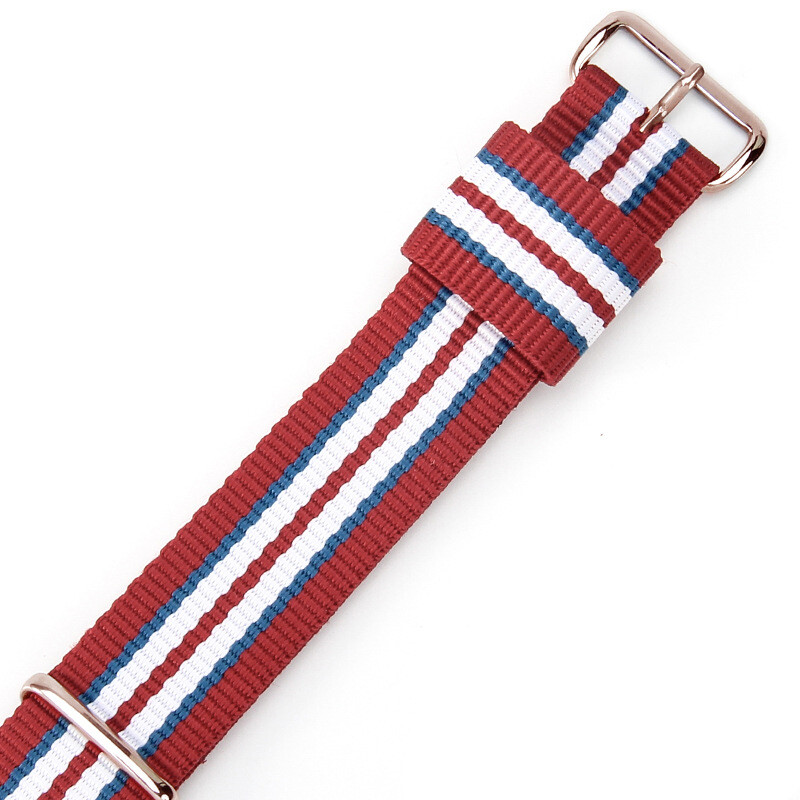 Nylon One Piece Watch Band Strap Striped Canvas Sports Wrist Band 18 20 22mm
