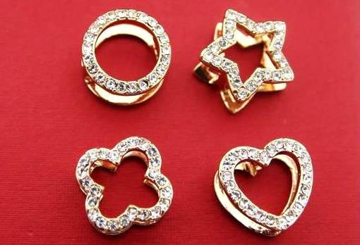 1 Pair Clip On Stud Earrings Hearts,Stars,Silvertone or Goldtone w/Rhinestone