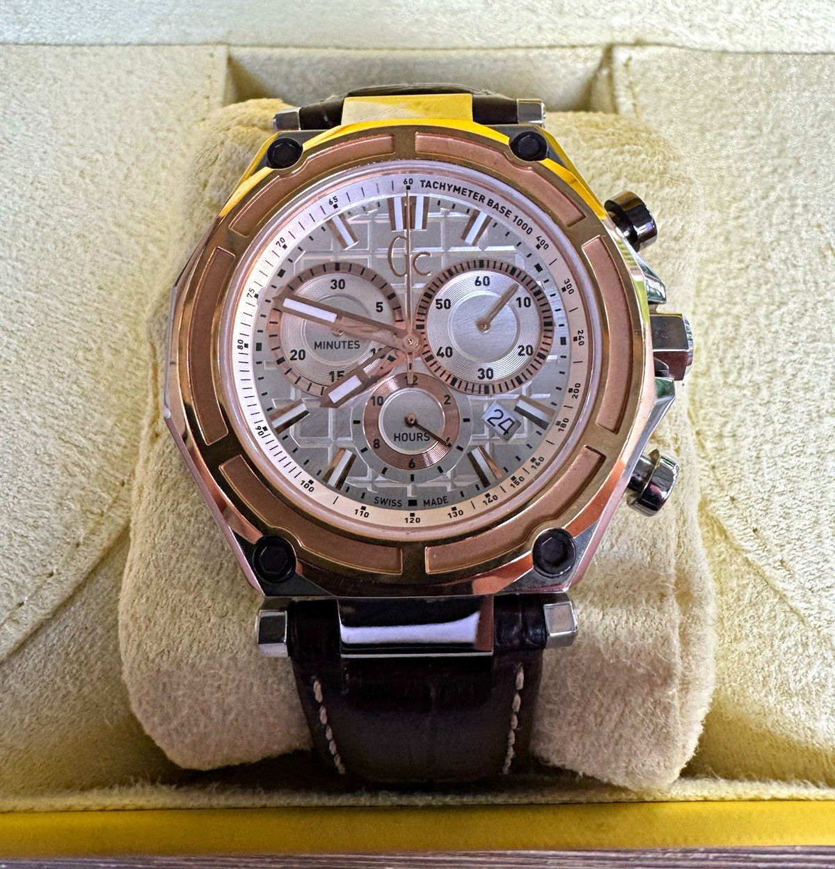 Gc X10001G1S Men Sport Chronograph Watch Rose Gold Sapphire Swiss Movement