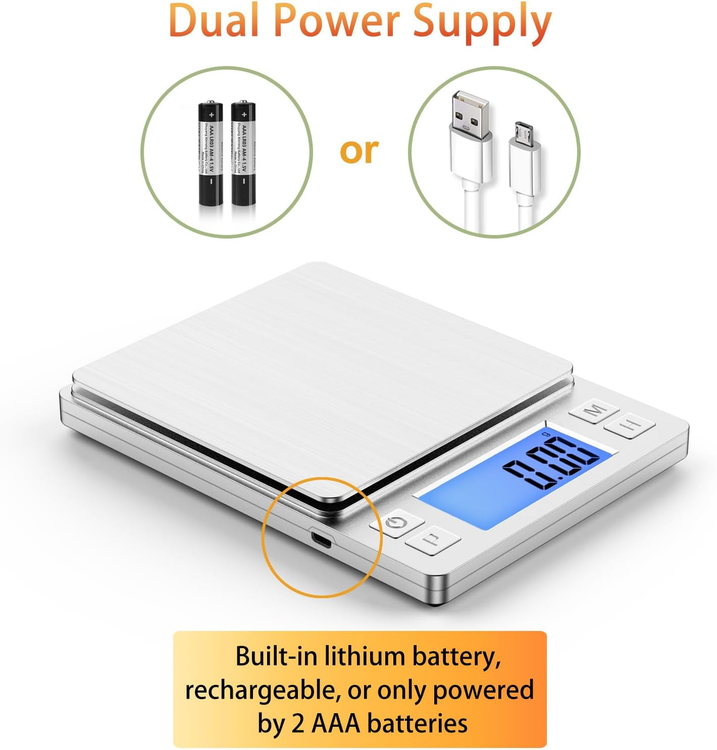 0.01G Small Digital Gram Scale, USB Rechargeable, Upgraded 1Kg Jewelry Scale wit