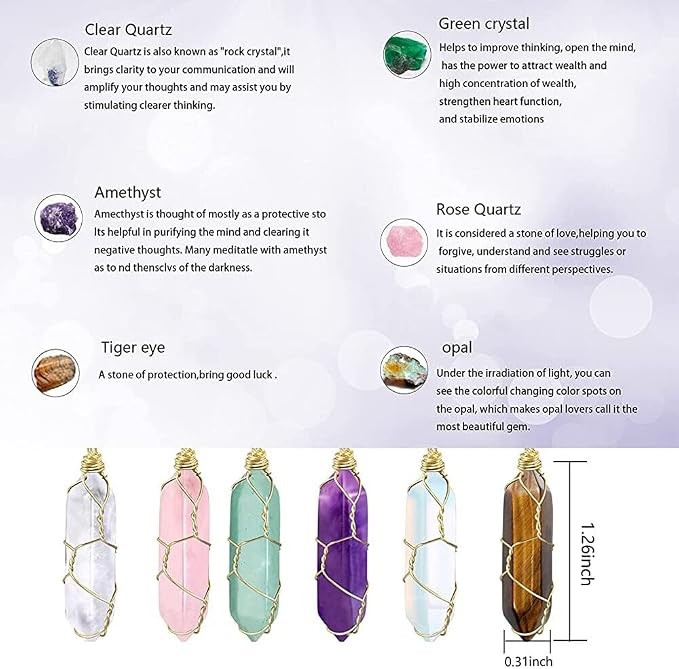 1Pc Natural Chakra Crystal Hexagonal Pendant Necklace Healing Quartz Gemstone