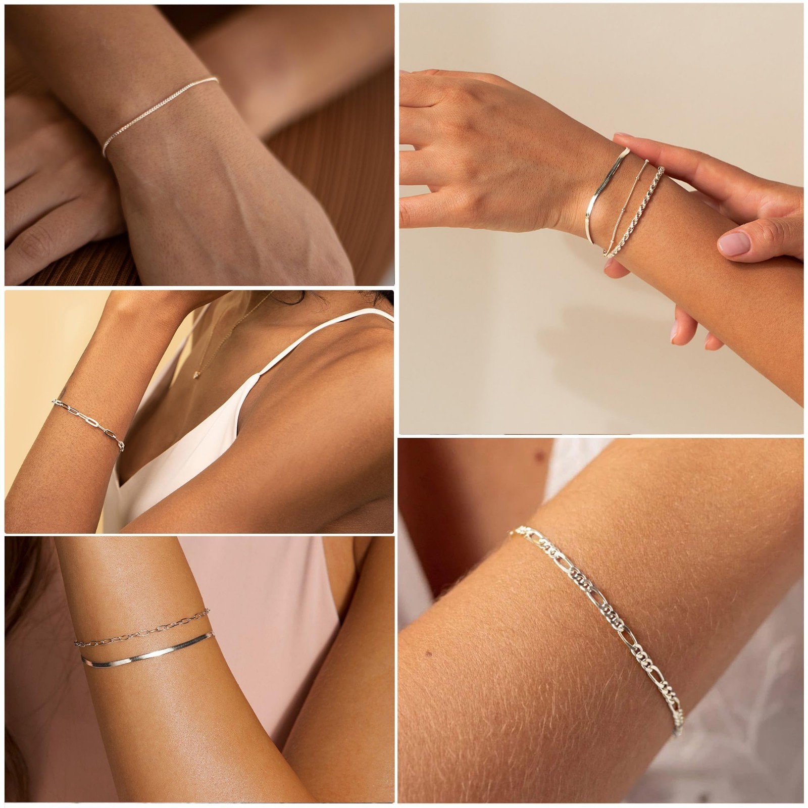 Waterproof Gold Bracelet Set for Women – Non-Tarnish Cuban Paperclip Chain, Stac