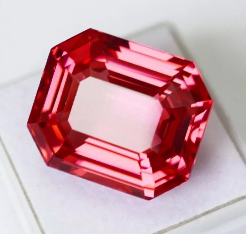 EMERALD CUT CERTIFIED LOOSE GEMSTONE NATURAL PADPARADSCHA SAPPHIRE 50 CT+ BEST