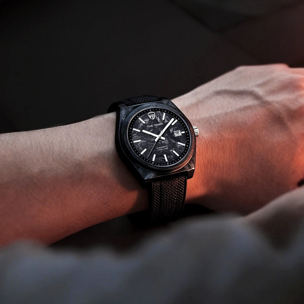 Carbon Fiber Luminous 40mm Automatic Diver Watch 100m Waterproof Miyota 8215