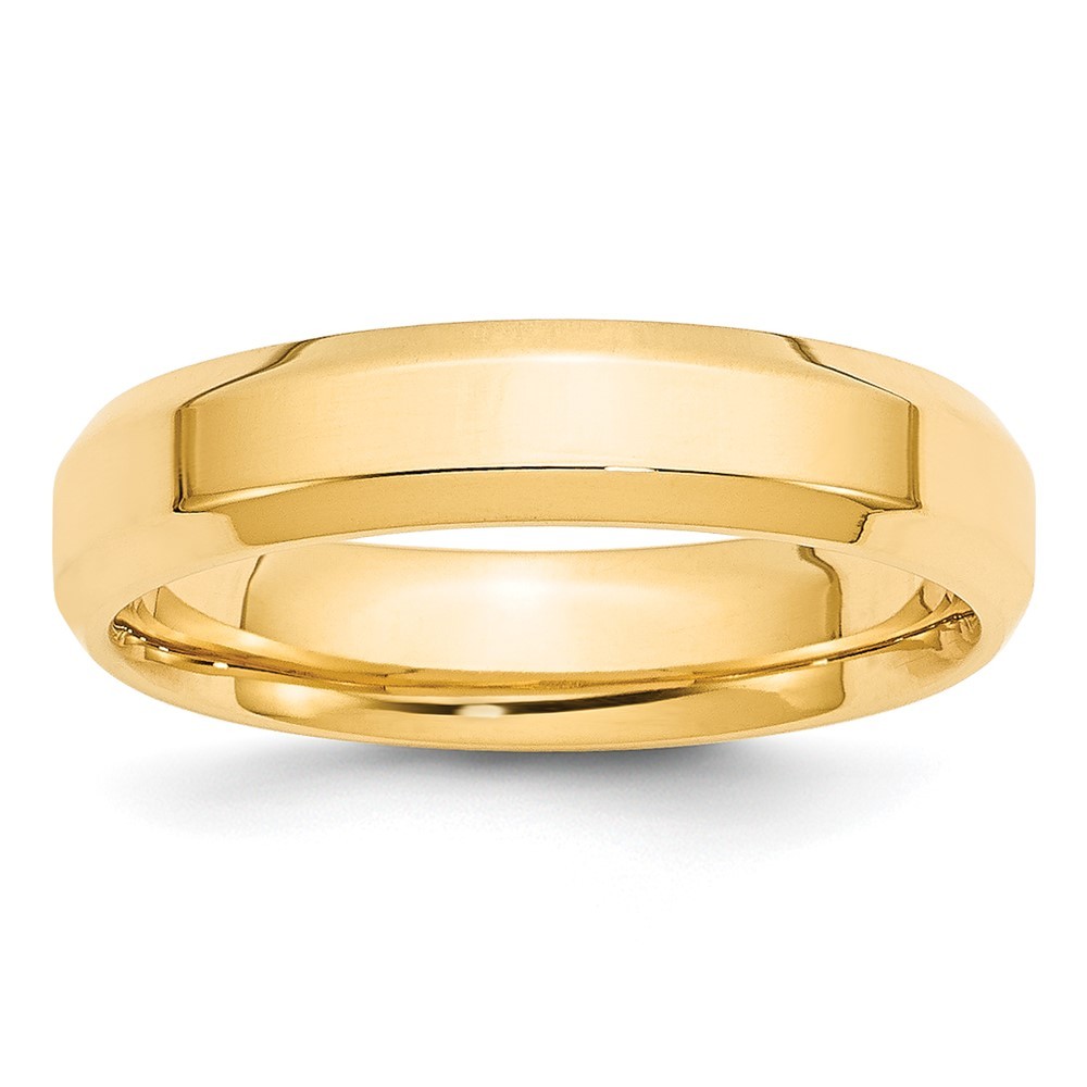 10k Yellow Gold 5mm Beveled Edge Comfort Fit Wedding Band Ring Size 9