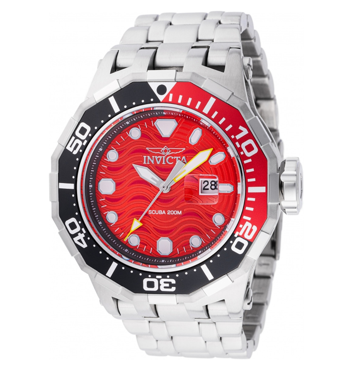 Invicta Pro Diver Scuba Wave 200M Men’s 52mm Ember Red Quartz Watch 47845