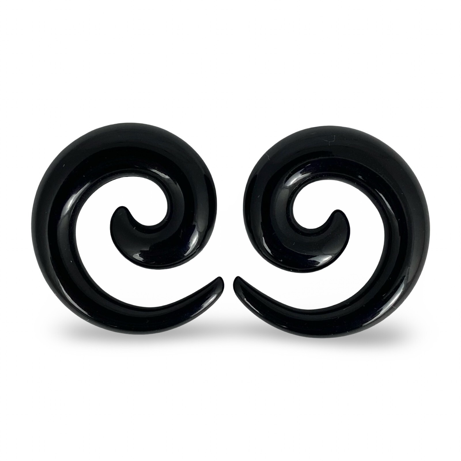 Pair of Black Acrylic Spirals set tapers plugs gauges