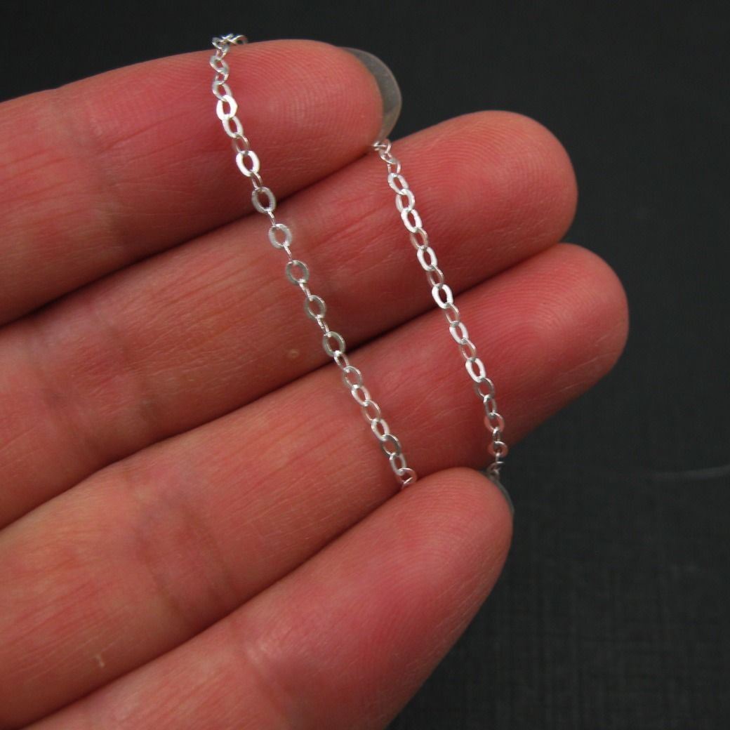 Sterling Silver Flat Cable Oval Chain 2mm Bulk Lots By The Foot Italian Chain