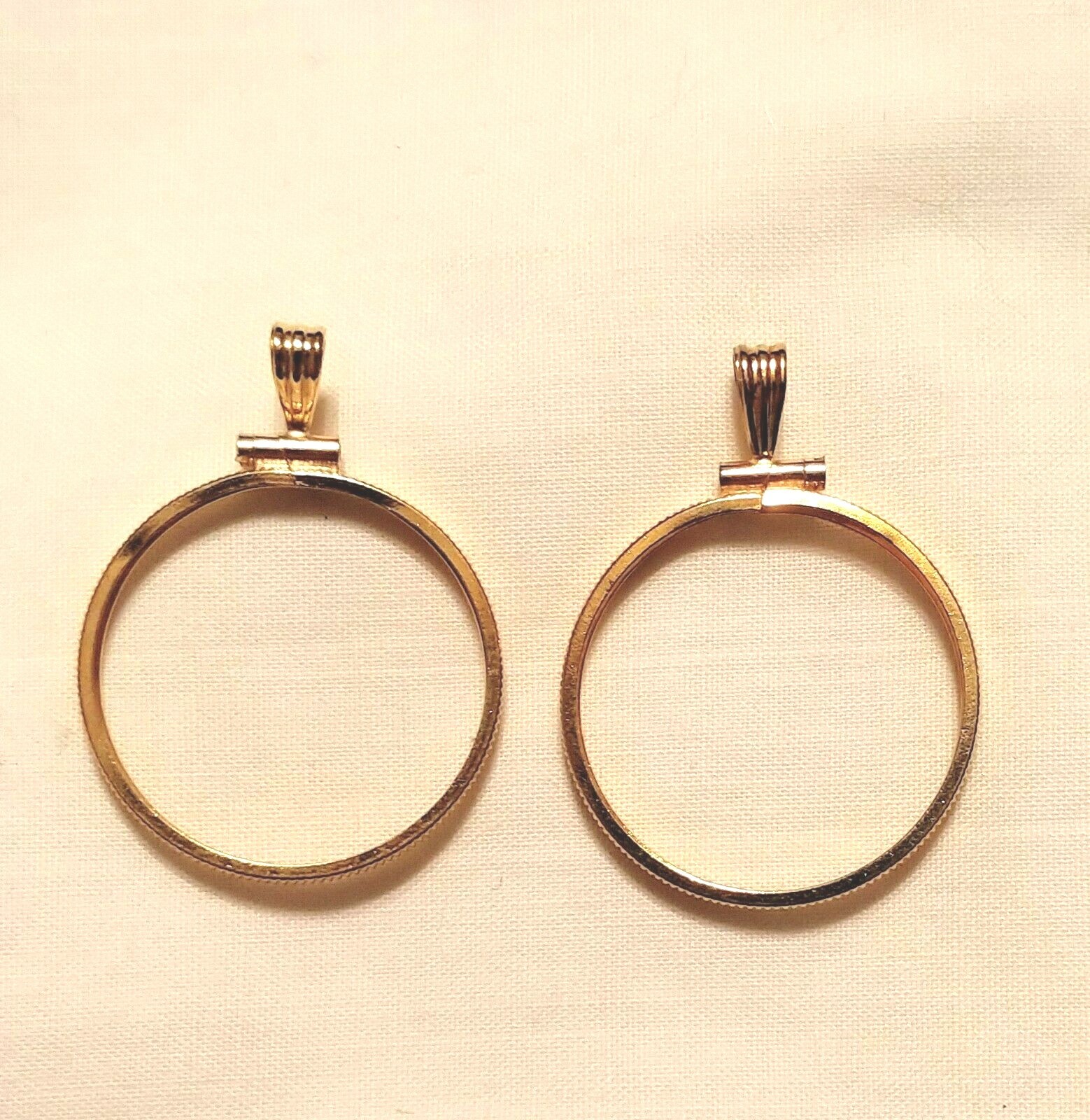Fuller Findings Vintage Yellow Gold Filled Quarter Bezel Pendant set of two (2)