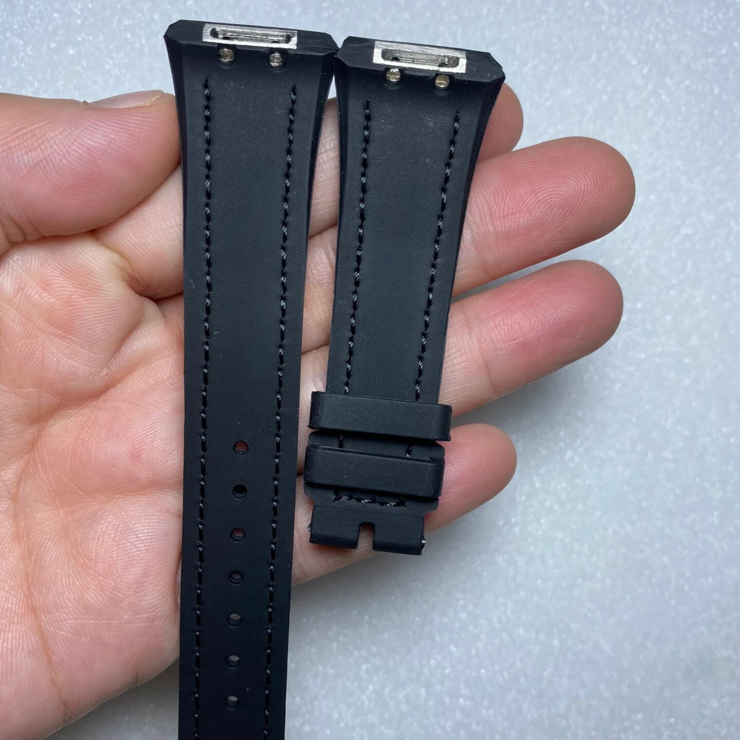 20mm Leather With FKM Rubber Watch Strap Fits Franck Muller V32 Series Watches