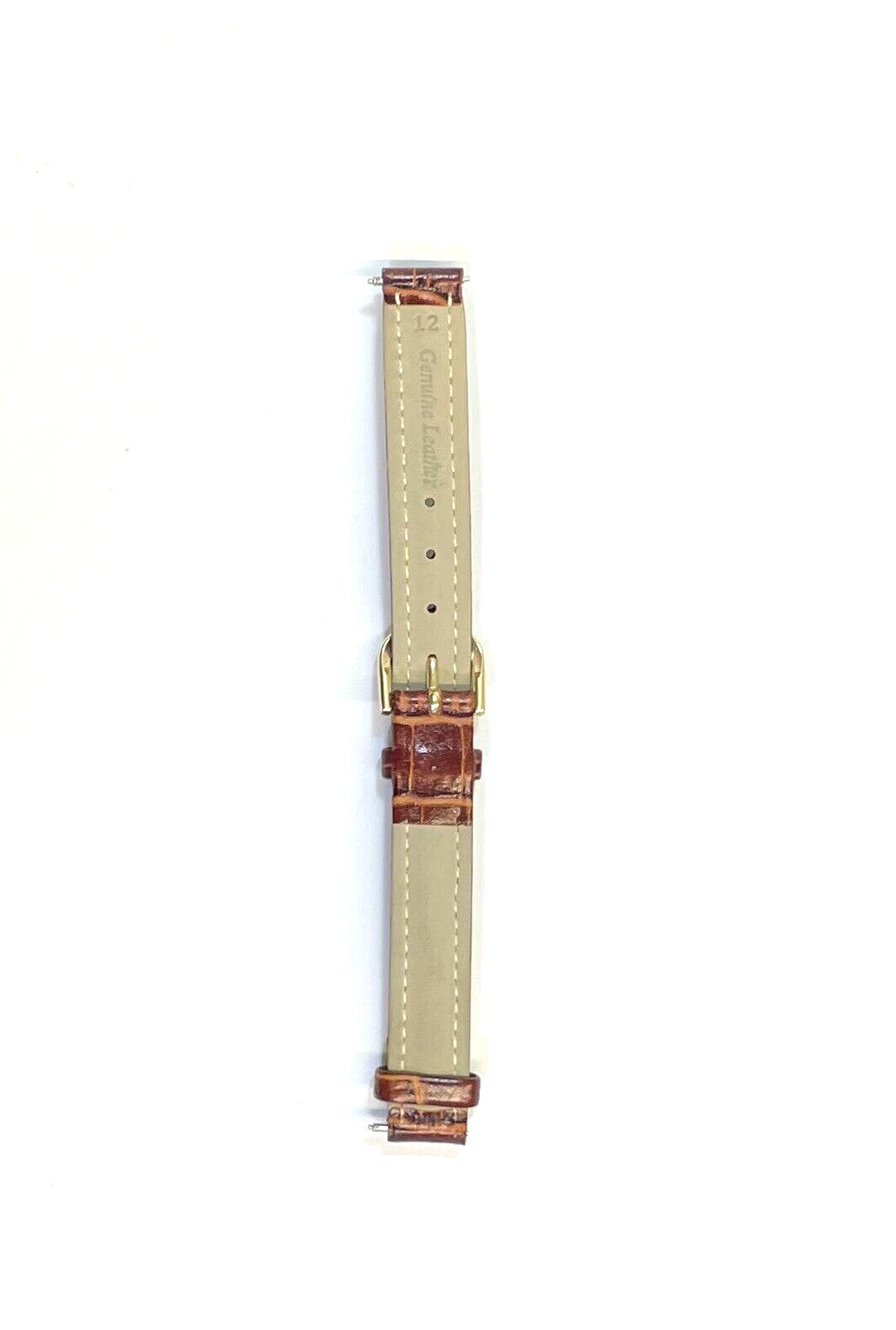 Flex-on 11mm Brown Genuine Leather Watch Band With Gold-tone Buckle