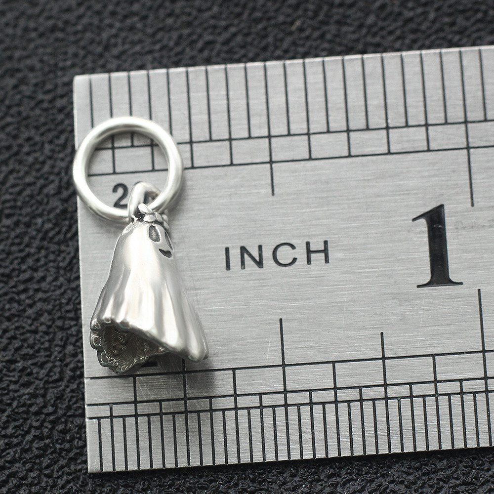 Ghost Spooky Charm Dangle Pendant 3D In Real 925 Sterling Silver Halloween Gift